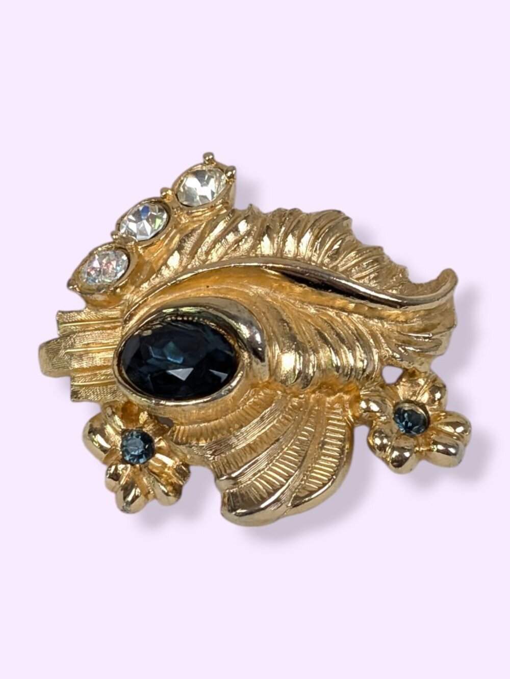 V. Chunky Blue & White Stone Brooch